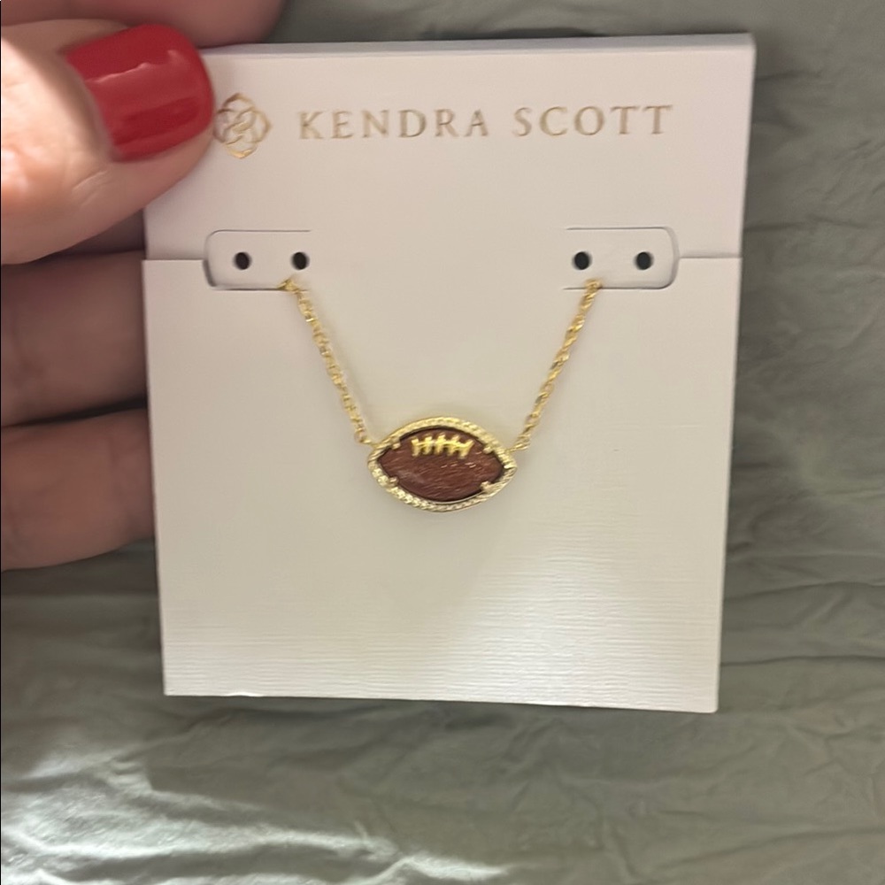Kendra Scott Gold and Brown Football Pendant Necklace